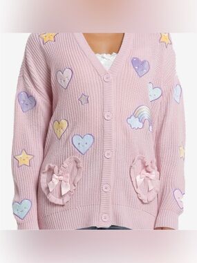 Kawaii Pastel Goth Cardigan 💖 Sweet Society Hearts & Stars Cozy Dream